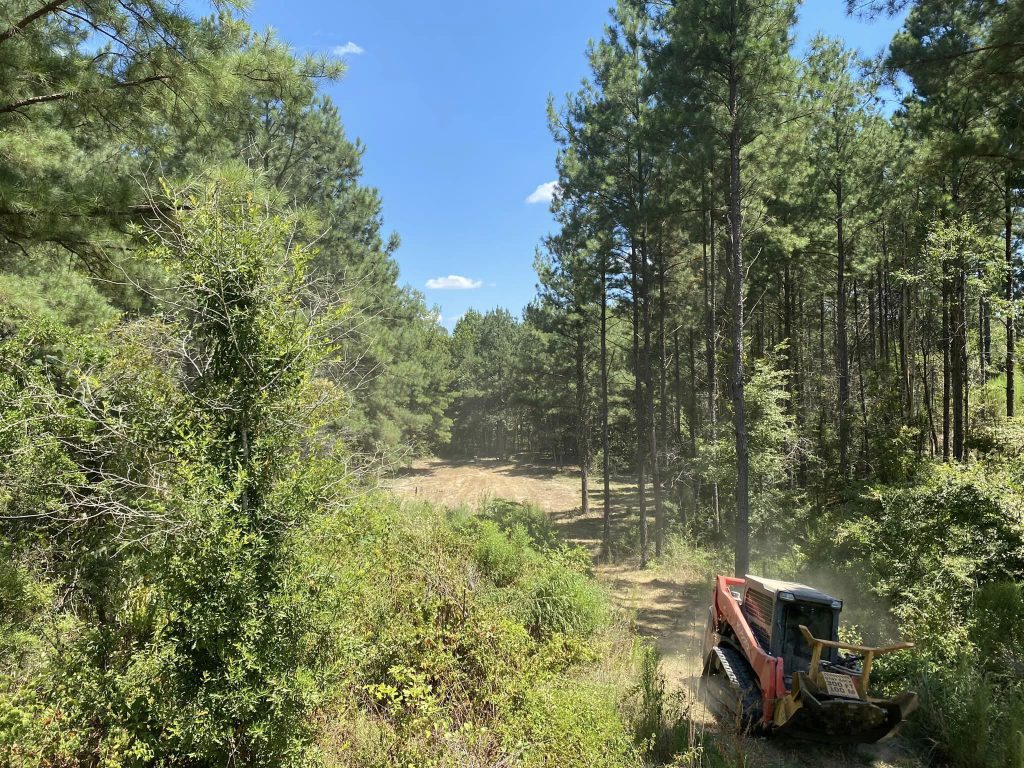 land being cleared with a forestry mulching machine